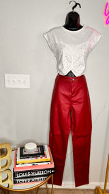 Cranberry leather pants