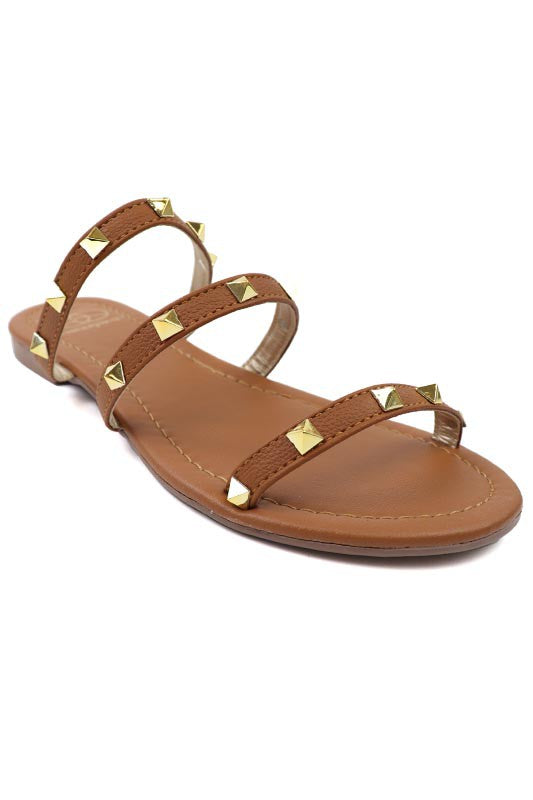 Three strap Studded Sandal - Brenlee The  Boutique 