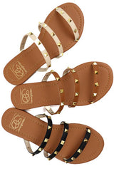 Three strap Studded Sandal - Brenlee The  Boutique 