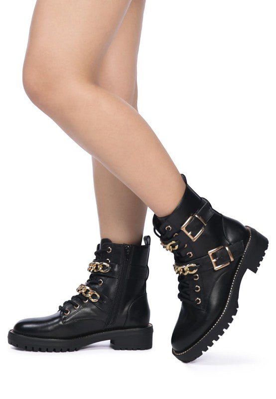 BILLY ATTA GIRL METAL CHAIN DETAIL BIKE BOOT - Brenlee The  Boutique 