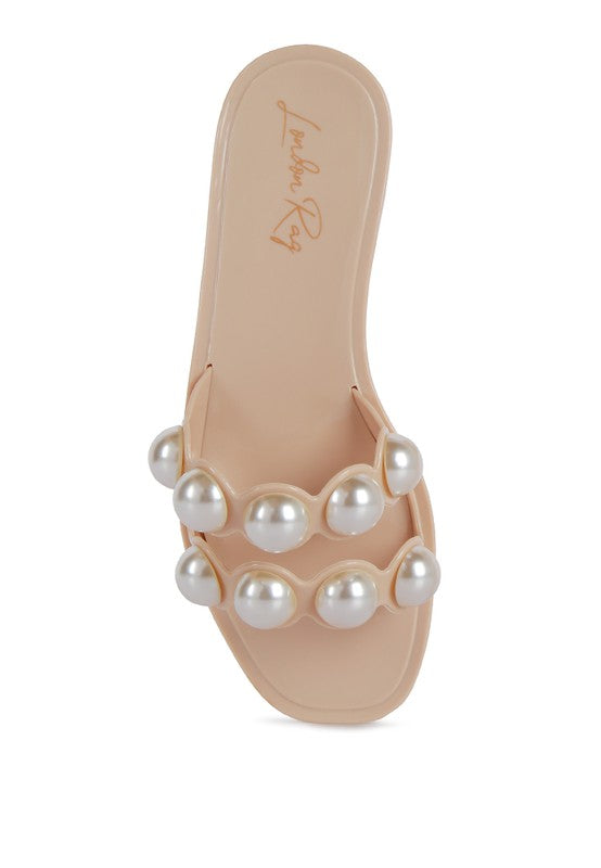 Pearla Faux Pearl Detail Jelly Flats - Brenlee The  Boutique 