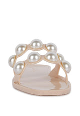 Pearla Faux Pearl Detail Jelly Flats - Brenlee The  Boutique 