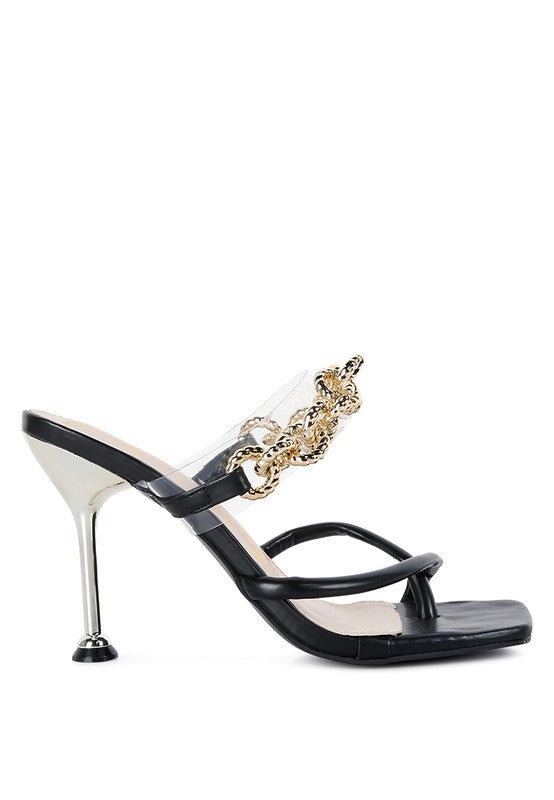 Social Bee Link Chain Embellished Heel Sandals - Brenlee The  Boutique 