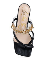 Social Bee Link Chain Embellished Heel Sandals - Brenlee The  Boutique 