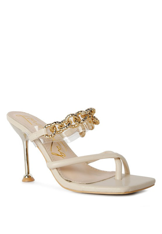 Social Bee Link Chain Embellished Heel Sandals - Brenlee The  Boutique 