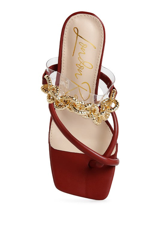 Social Bee Link Chain Embellished Heel Sandals - Brenlee The  Boutique 