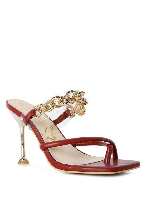 Social Bee Link Chain Embellished Heel Sandals - Brenlee The  Boutique 