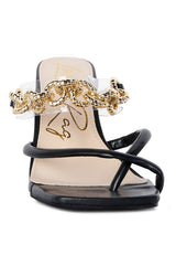 Social Bee Link Chain Embellished Heel Sandals - Brenlee The  Boutique 