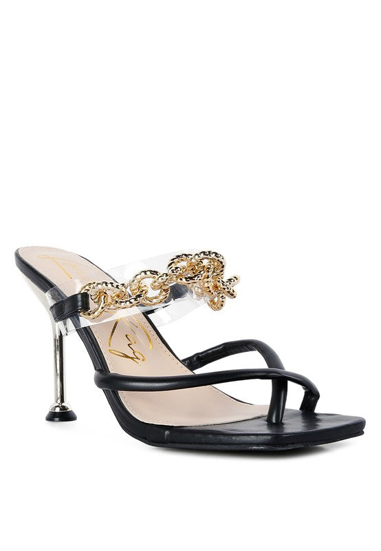 Social Bee Link Chain Embellished Heel Sandals - Brenlee The  Boutique 