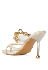 Social Bee Link Chain Embellished Heel Sandals - Brenlee The  Boutique 