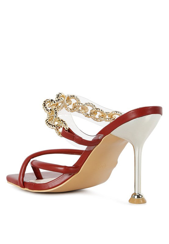 Social Bee Link Chain Embellished Heel Sandals - Brenlee The  Boutique 