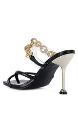 Social Bee Link Chain Embellished Heel Sandals - Brenlee The  Boutique 