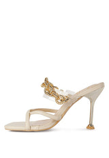 Social Bee Link Chain Embellished Heel Sandals - Brenlee The  Boutique 