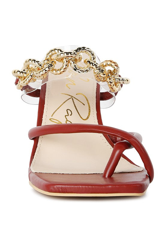 Social Bee Link Chain Embellished Heel Sandals - Brenlee The  Boutique 