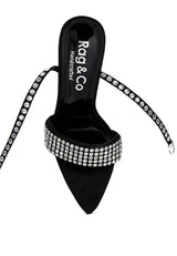 ZURIN Black High Heeled Diamante Sandals - Brenlee The  Boutique 