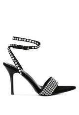 ZURIN Black High Heeled Diamante Sandals - Brenlee The  Boutique 