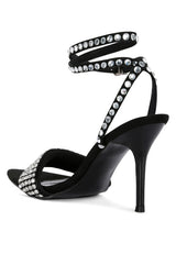 ZURIN Black High Heeled Diamante Sandals - Brenlee The  Boutique 