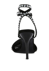 ZURIN Black High Heeled Diamante Sandals - Brenlee The  Boutique 