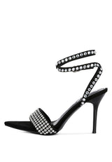 ZURIN Black High Heeled Diamante Sandals - Brenlee The  Boutique 