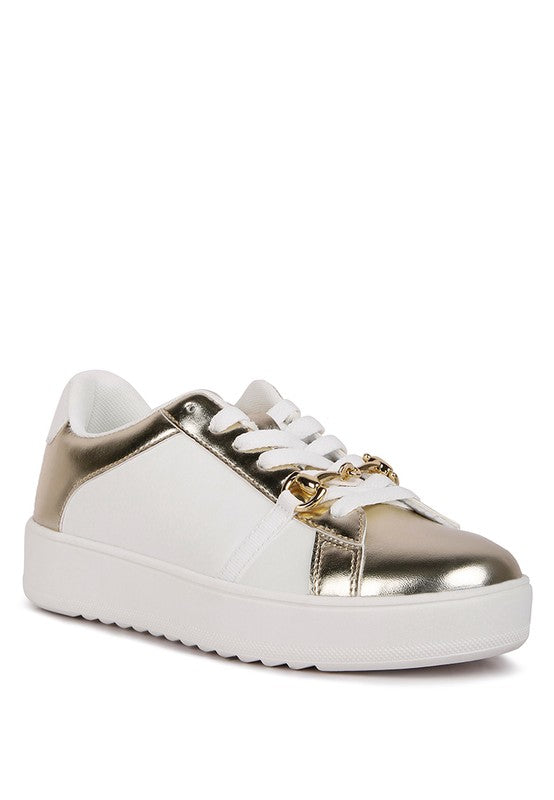 Nemo Contrasting Metallic Faux Leather Sneakers - Brenlee The  Boutique 