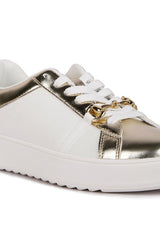 Nemo Contrasting Metallic Faux Leather Sneakers - Brenlee The  Boutique 