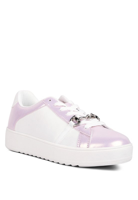 Nemo Contrasting Metallic Faux Leather Sneakers - Brenlee The  Boutique 