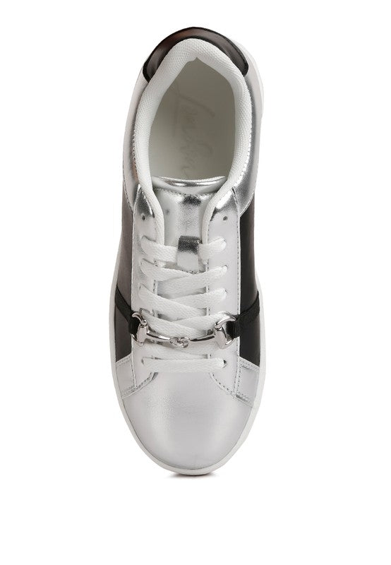 Nemo Contrasting Metallic Faux Leather Sneakers - Brenlee The  Boutique 