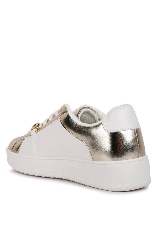 Nemo Contrasting Metallic Faux Leather Sneakers - Brenlee The  Boutique 