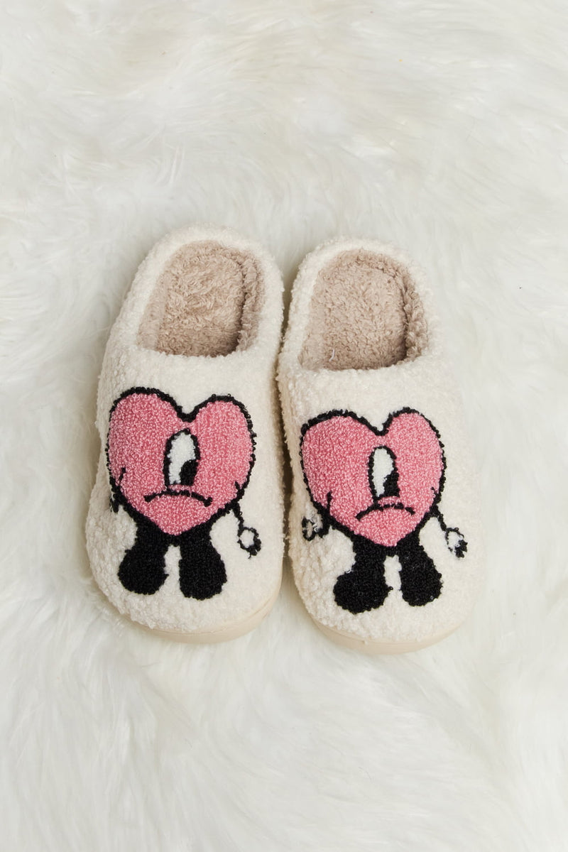 Bad Bunny Heart Print Plush Slippers