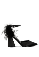 Palmetta Fur Detail Block Heel Sandals - Brenlee The  Boutique 