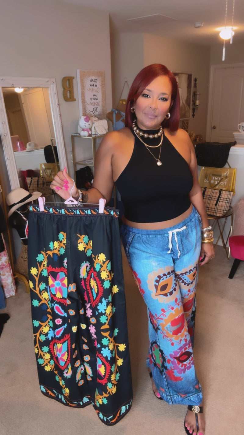 COCO GRAPHIC WIDE LEG PANTS