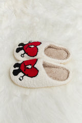 Bad Bunny Heart Print Plush Slippers