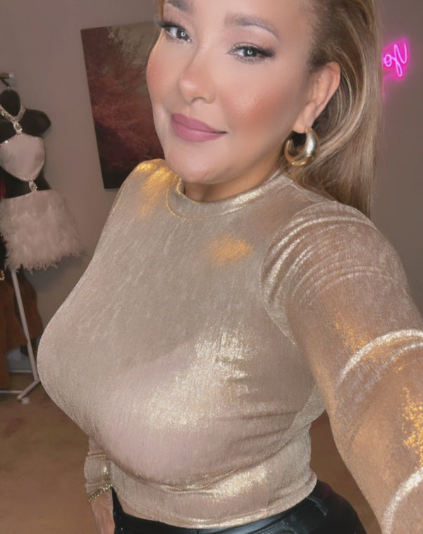 Gold Shimmer Top - Brenlee The  Boutique 