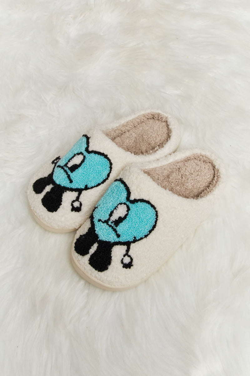 Bad Bunny Heart Print Plush Slippers