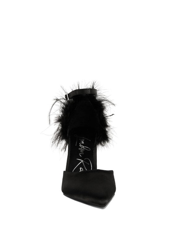 Palmetta Fur Detail Block Heel Sandals - Brenlee The  Boutique 