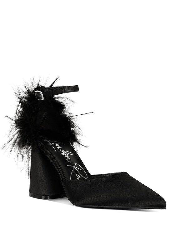 Palmetta Fur Detail Block Heel Sandals - Brenlee The  Boutique 