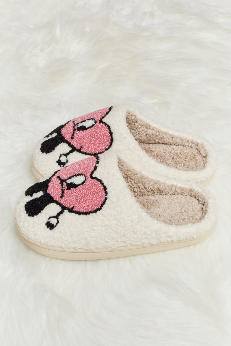 Bad Bunny Heart Print Plush Slippers