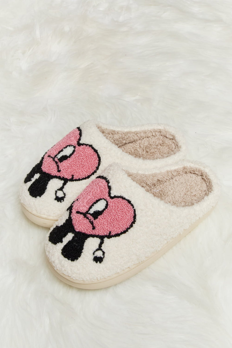 Bad Bunny Heart Print Plush Slippers