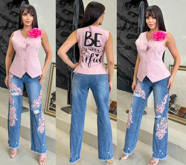 Barbie Pink rhinestones jean