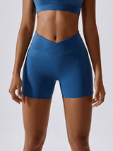 Ruched Pocketed High Waist Active Shorts