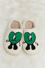 Bad Bunny Heart Print Plush Slippers