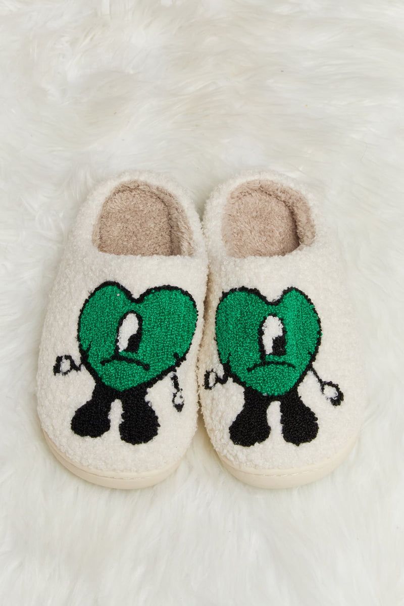 Bad Bunny Heart Print Plush Slippers