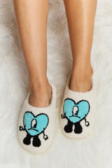 Bad Bunny Heart Print Plush Slippers