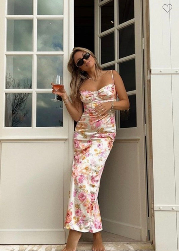 Grece floral maxi dress