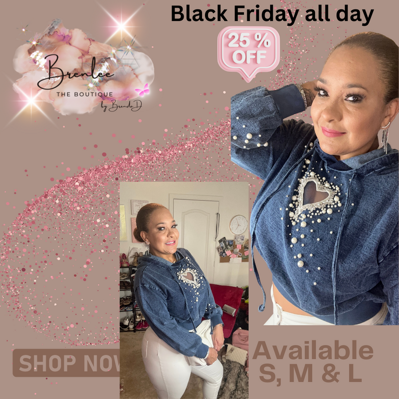 PEARLS AND JEAN HOODDIE - Brenlee The  Boutique 