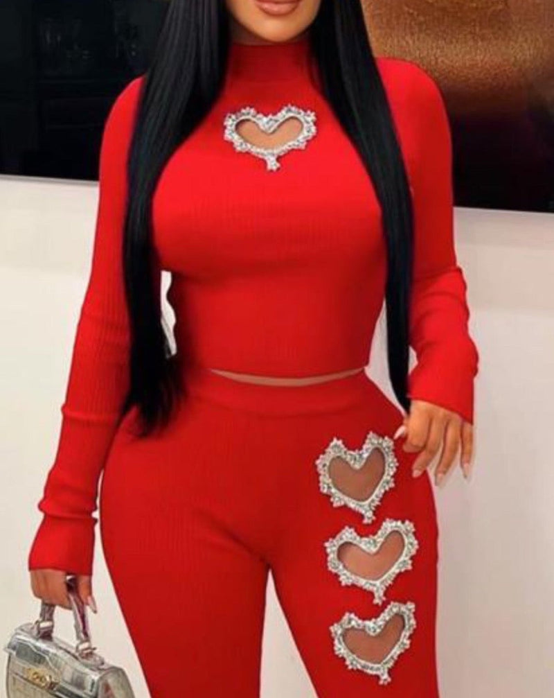 Long Sleeve Pants Set Heart Collection - Brenlee The  Boutique 