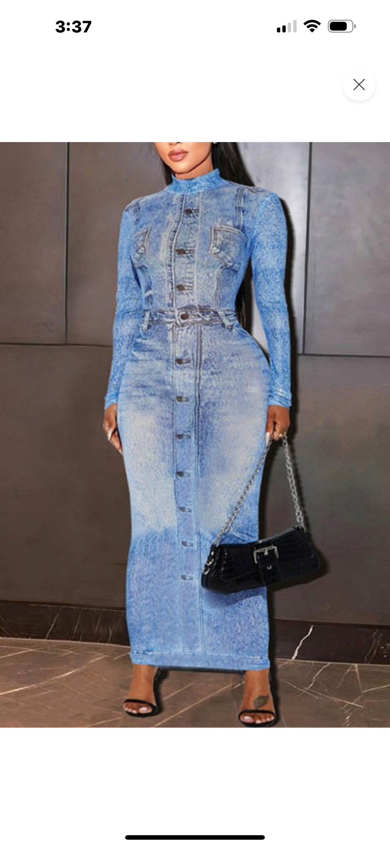 Long sleeves denim dress