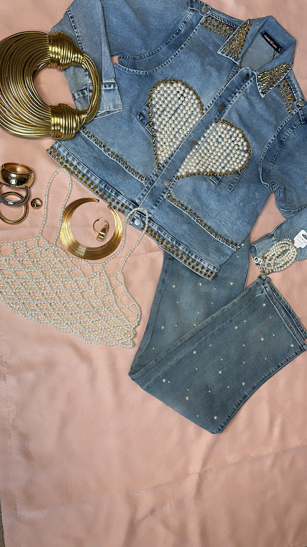 Rock my pearls jean jacket