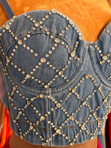 Demin Corset with Rhinestones