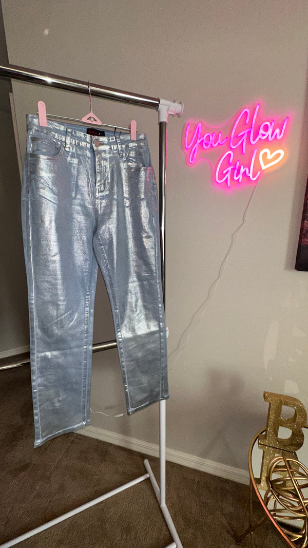 SILVER METALLIC  JEAN - Brenlee The  Boutique 